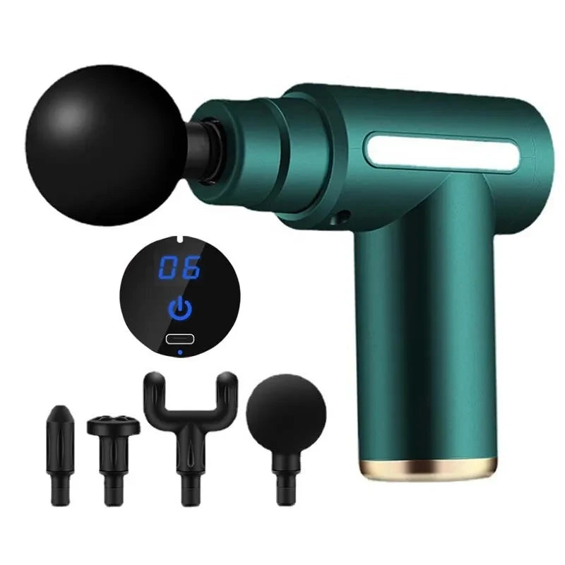 Pistolet de massage vert avec accessoires