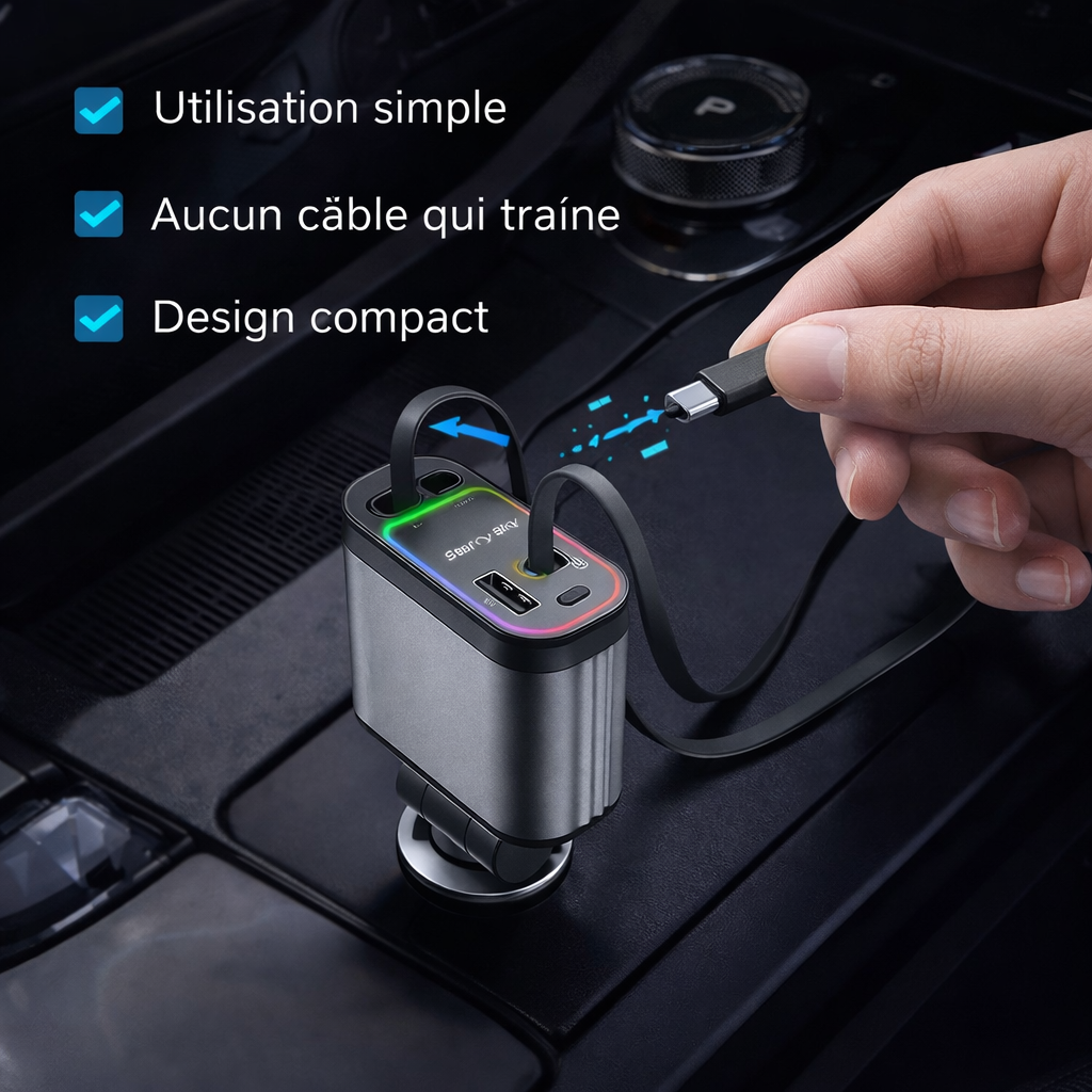 Chargeur voiture avec ciel étoilé | SteelCharge™
