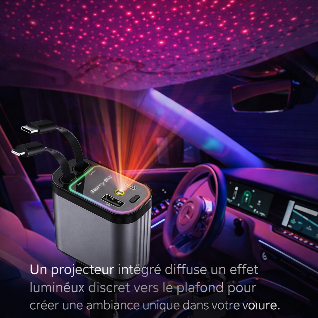 Chargeur voiture avec ciel étoilé | SteelCharge™