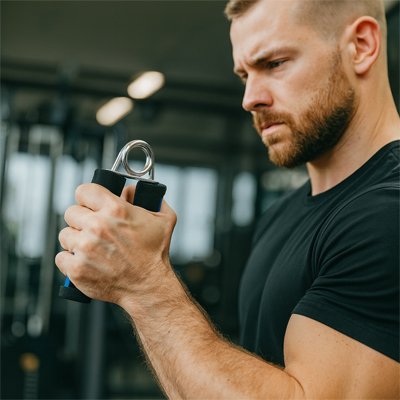 Homme utilisant le hand grip