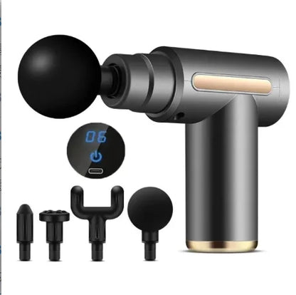 Pistolet de massage gris avec accessoires