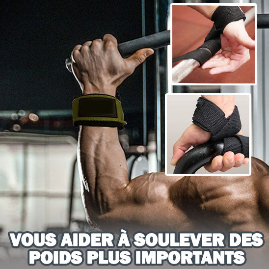 Sangles de levage noires - renforcement prise musculation