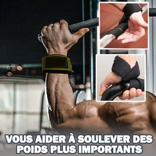 Sangles de levage noires - renforcement prise musculation